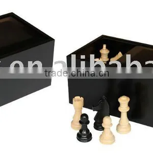 Black Hard Wood Chess Case for 4" H King Chessmen thumbnail-1