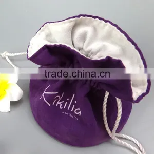 Small Microfiber Fabric Drawstring Bag Pressed With Gold Logo/gift Bags Free Samples Quality Choice thumbnail-2