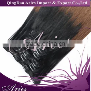 Clip in Human Hair Extensions 18" 7pc 70g Ombre Colors Natural Hair Black Blonde thumbnail-2