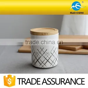 Household Ceramic Cannister With Wooden Lid thumbnail-2
