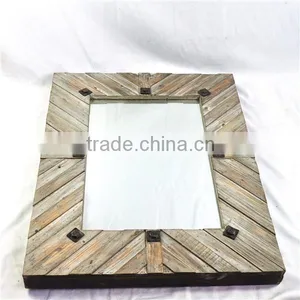 Antique Natural Wood Framed Mirror thumbnail-1