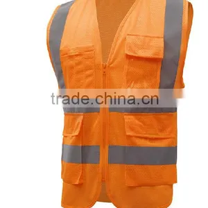 Mesh High Visibility Fluorescence Multi Pockets Uniform Work Jacket With Reflective Strips thumbnail-3