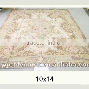 10x14 Hand Knotted Aubusson Wool Carpets for Sale thumbnail-1