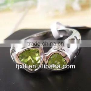 New Arrival Fashionable Double Heart 925 Sterling Silver Peridot Ring thumbnail-1