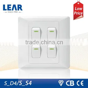 Hight Quality and Low Price Plastic Plate 4 Gang Electrical Switch thumbnail-1