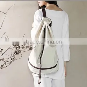 Wholesale Custom High Quality White Large Capacity Sling and Double Shoulders Cotton Canvas Yoga Bag Backpack thumbnail-2