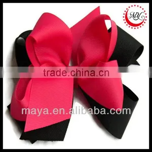Hot Pink Black Stacked Boutique Kids Hair Bows thumbnail-1