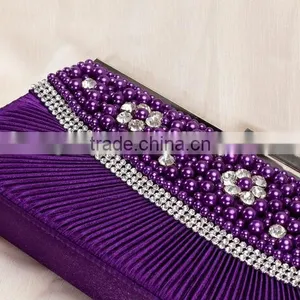 Ladies Beaded Evening Satin Party Bag thumbnail-3