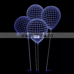 3D Optical Illusion Ballon Night Lamp Night Light 10 Colorful LEDs Ultra-thin Acrylic Light Panel AA Battery or DC 5V thumbnail-4