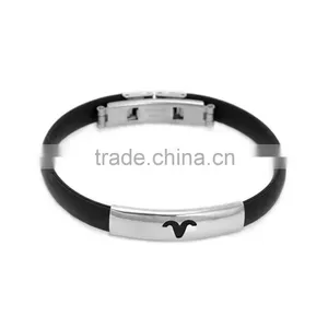 Wholesale New Arrival Stainless Steel Black Silicone Bangles With Clasp thumbnail-1