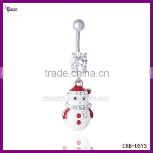 Christmas Snowman 14 Guage Stainless Steel Dangling Magnetic Navel Rings thumbnail-1