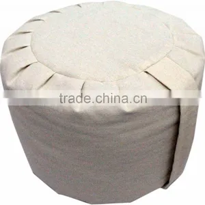 Tall Meditation Zafu Cushion in Natural Cotton Fabric thumbnail-1