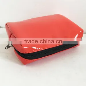 Red Shiny PU Zipper Coin Pouch Cosmetic Small Size Storage Bag For Make Up Utensils thumbnail-5