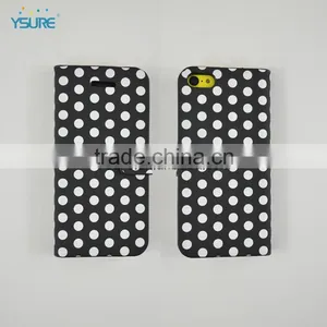 Simple Style PU Leather Case For IPhone 5c With White Spot , Big Magnet and Support Ability That Easy to Watch Video thumbnail-1