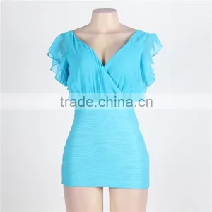 Best Design Ruffle Chiffon Top Dress Sexy Girl Dress Korean Sexy Club Dress thumbnail-4