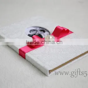 Classical and Top Quality Lace White Wedding Guest Book thumbnail-3