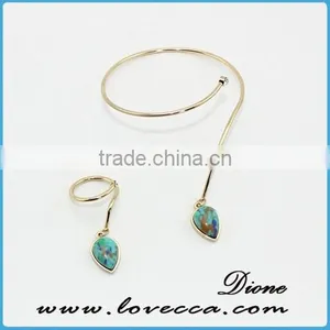 Gemstone Latest Design Zinc Alloy Metal Women Fashion Bangle Bracelet thumbnail-5