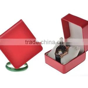 Red High-grade PU Leather Watch Packing Box Custom Logo Print thumbnail-1