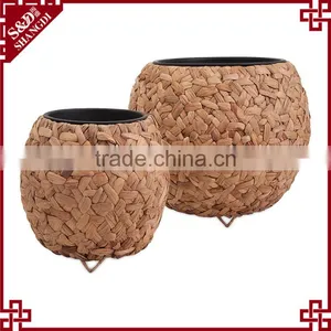 Metal-framed & Inside Pots Water Hyacinth Big Wholesale Plant Pots thumbnail-1
