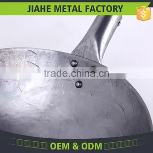 Chinese Hotel Hand Made Flat Bottom Wok Carbon Steel Pan thumbnail-3
