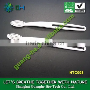 100% Compostable and Biodegradable PLA Eco-friendly Disposable Toothbrush White thumbnail-1