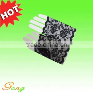Black Fingerless Lace Gloves for Party thumbnail-1