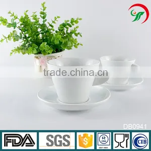 Wholesale White Custom Logo Cappuccino Cup and Saucer Set thumbnail-1