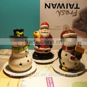 Ceramic 3d Santa Snowman Decoration Christmas Candle Holders thumbnail-1