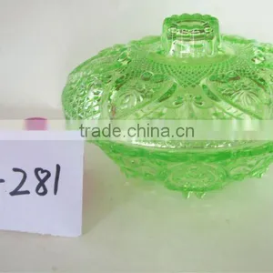 Colored Small Glass Bowl With Lid thumbnail-1
