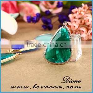 Wholesale Gold/silver Plated Glass Bezel Pendant ,glass Stones With Brass Frame thumbnail-1