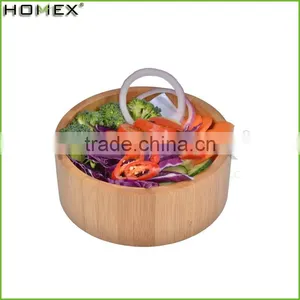 Wholesale Small Reusable Bamboo Salad Bowl /Homex_Factory thumbnail-1