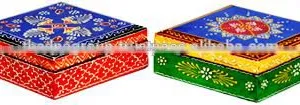 WOODEN PAINTED SQ.BOX SMALL thumbnail-1