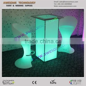 Square Glow Highboy Cocktail Table / Acrylic Glass Cocktail Table thumbnail-3