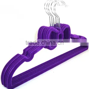 Kids ABS Plastic Velvet Antiskid Hangers Flocking Clothes Hangers With Pulley,ABS,Nylon Villi,Chrome Plated Hook thumbnail-5