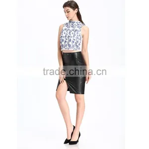 Domin Factory Ladies Fashion Sleeveless Embroider Crop Top thumbnail-4