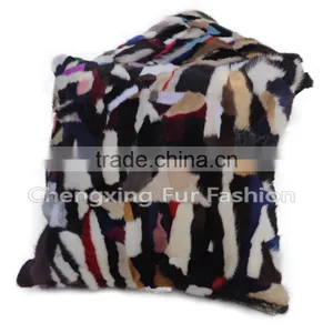 CX-D-81 Home Decoration Pillow Patchwork Mink Fur Cushion & Pillow Cover thumbnail-5