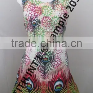 Round Neck Print Cotton Ladies Dress thumbnail-2