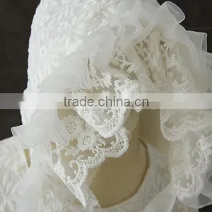 2017 New Born Baby Clothes White First Communion Dress Embroidery Flower Baby Cotton Frocks Designs 1 Year Baby Girl Dresses Hat thumbnail-4