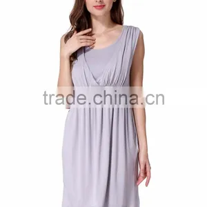Comfortable Cotton Stretch Maternity Loose Dress Pregnant Clothes Low MOQ Breastfeeding thumbnail-5