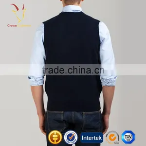 Sleeveless Plain V Neck Men Pullover Sweater thumbnail-3