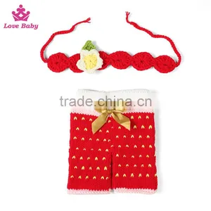 Crochet Baby Outfit,Baby Christmas Outfit,Crochet Baby Headband and Pants Set Photography for Infant thumbnail-1