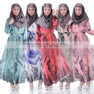 Latest Design Thailand Indonesia Women Dress Muslim Dress Long Sleeve Dress thumbnail-1