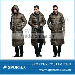 Men's Full Length Down Hooded Long Puffer Jacket Coat Winter With Removable Hoodies OEM thumbnail-1