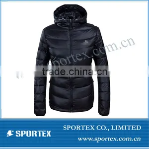 WOMENS DOWN JACKET COAT LIGHTWEIGHT WINDPROOF BLACK SUPER WARM HOODED OVERCOAT thumbnail-1