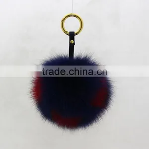 Fashion Luxury Genuine Fox Body Fur Pom Poms Keychain High Quality Bag Charm Accessory Key thumbnail-3