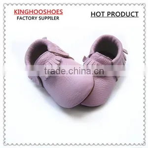 Rubber Sole Light Purple Baby Moccasin Shoes 2015 New Produced thumbnail-1