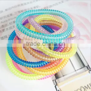 Transparent 5mm Telphone Line Hair Ring Rope Ponytail Holder thumbnail-1