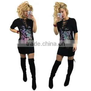 European and American Fashion Lion Printing Bands T-shirt thumbnail-1