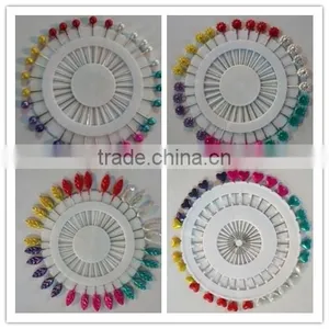 Hot Sale of Flat HEAD PIN/glass Head Pin / Pearl Head Pin /flower Head Pin/leaf Head Pin/heart Head Pin With Pin Length 55mm thumbnail-1