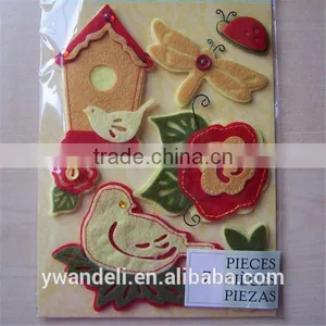 SW Meadow Felt Flower Birds Wall Stickers, Raised Stickers, 3d Flower Birds Stickers thumbnail-1